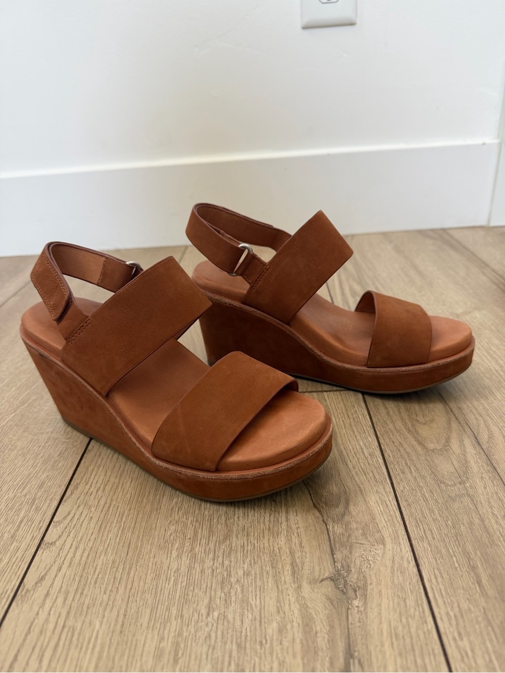 gentle souls Cognac Brown Wedge Sandals